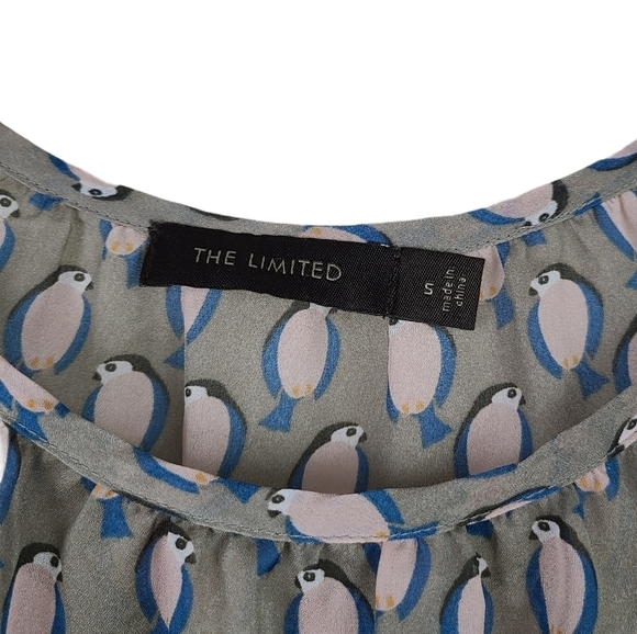 The Limited Semi Sheer Tan Papillon Bird Blouse Sm - Picture 3 of 4
